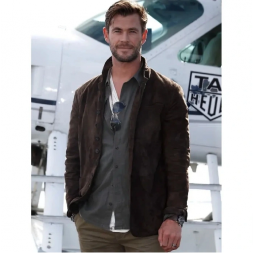 Chris Hemsworth Brown Suede Leather Jacket